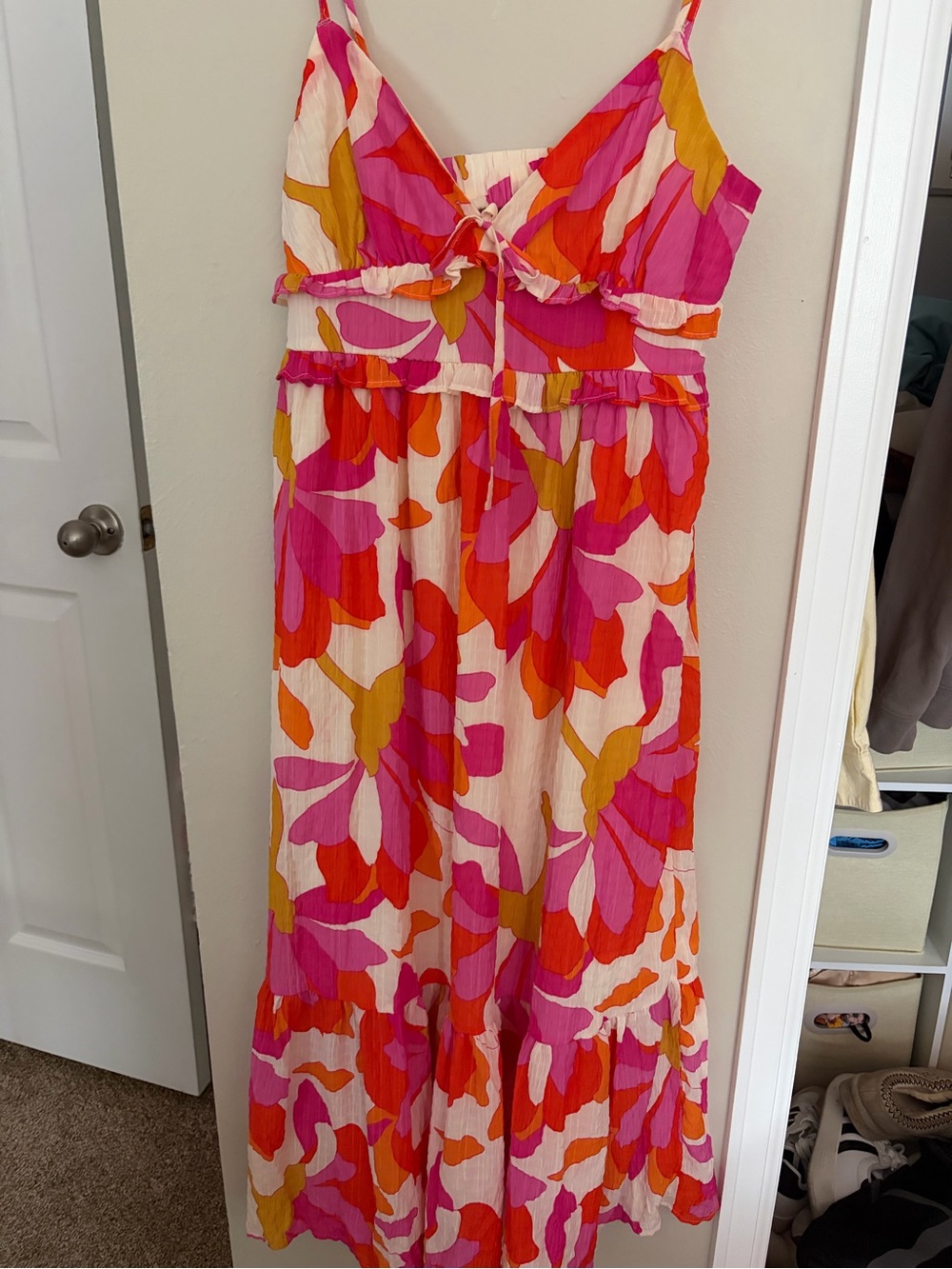 Women’s Floral Maxi Dress in Pink & Orange